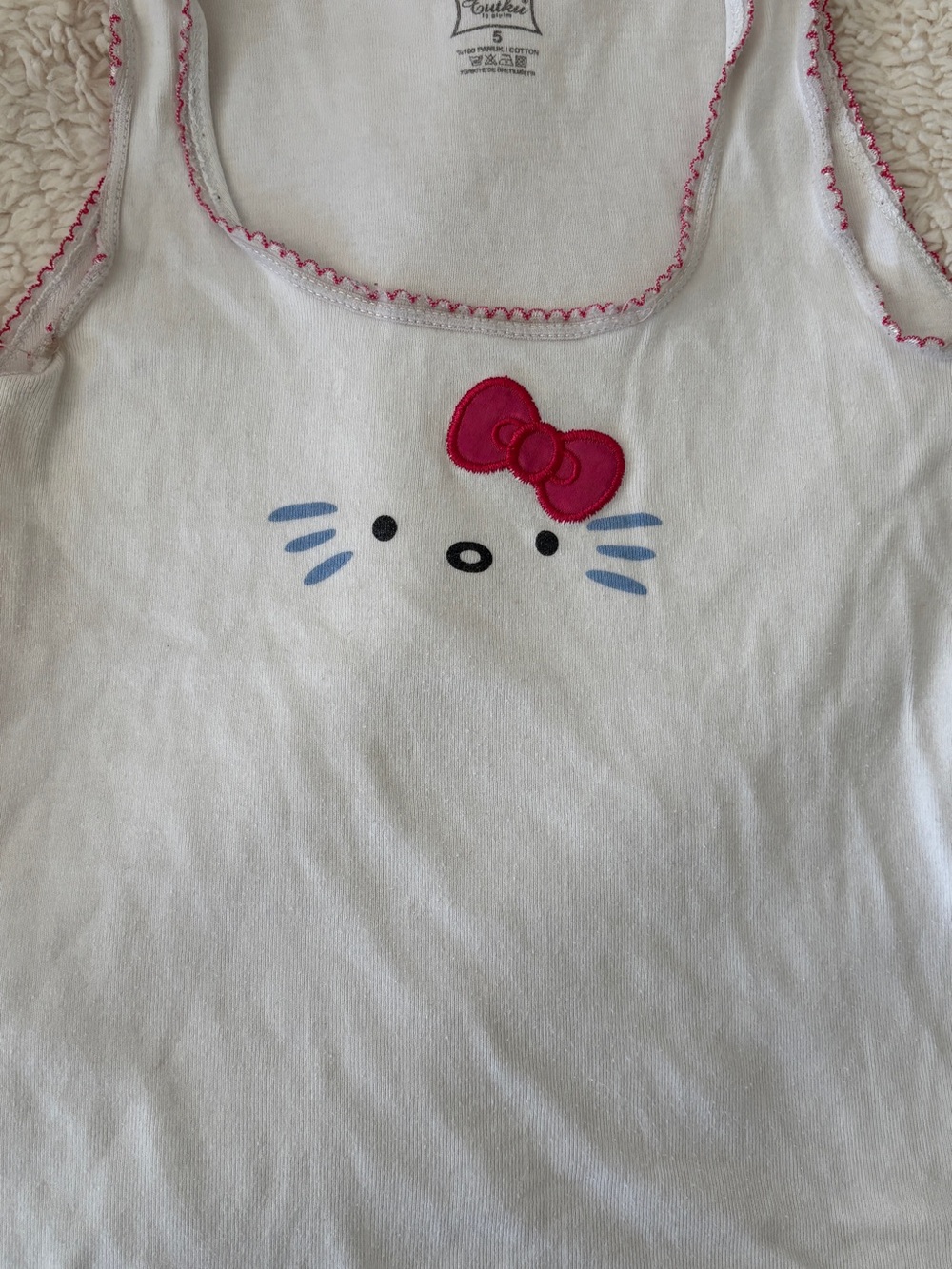 Hello Kitty White Tank Top with Pink Bow Accent